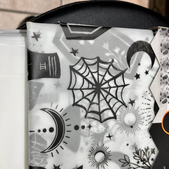 Halloween Skull Bats Shower Curtain 72x72 Clear Black Mystics NWT Crystal Ball - Picture 6 of 10